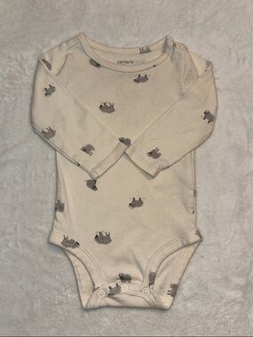(3 for $10) Carter's Cream gender neutral Long-Sleeve Sheep Print Bodysuit